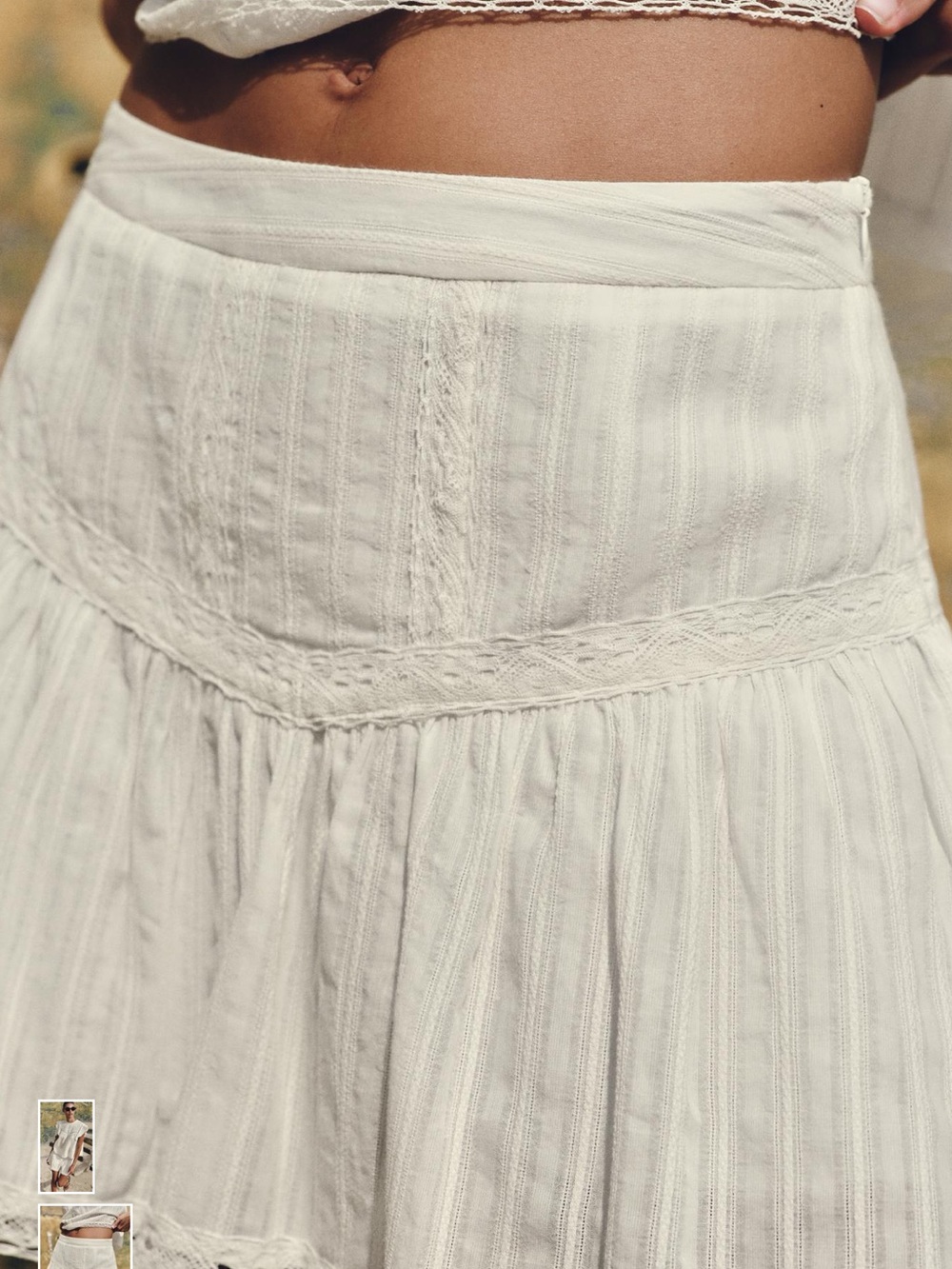 Zara Cream Tiered Cotton Maxi Skirt